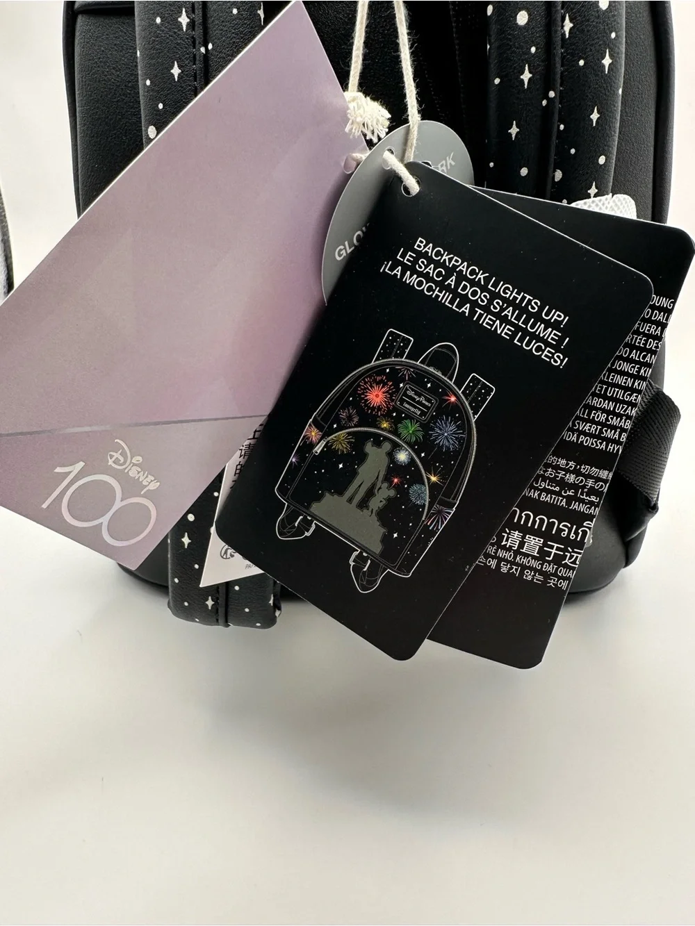 NWT Loungefly light up Disney Parks 100 Years Fireworks Mini Backpack